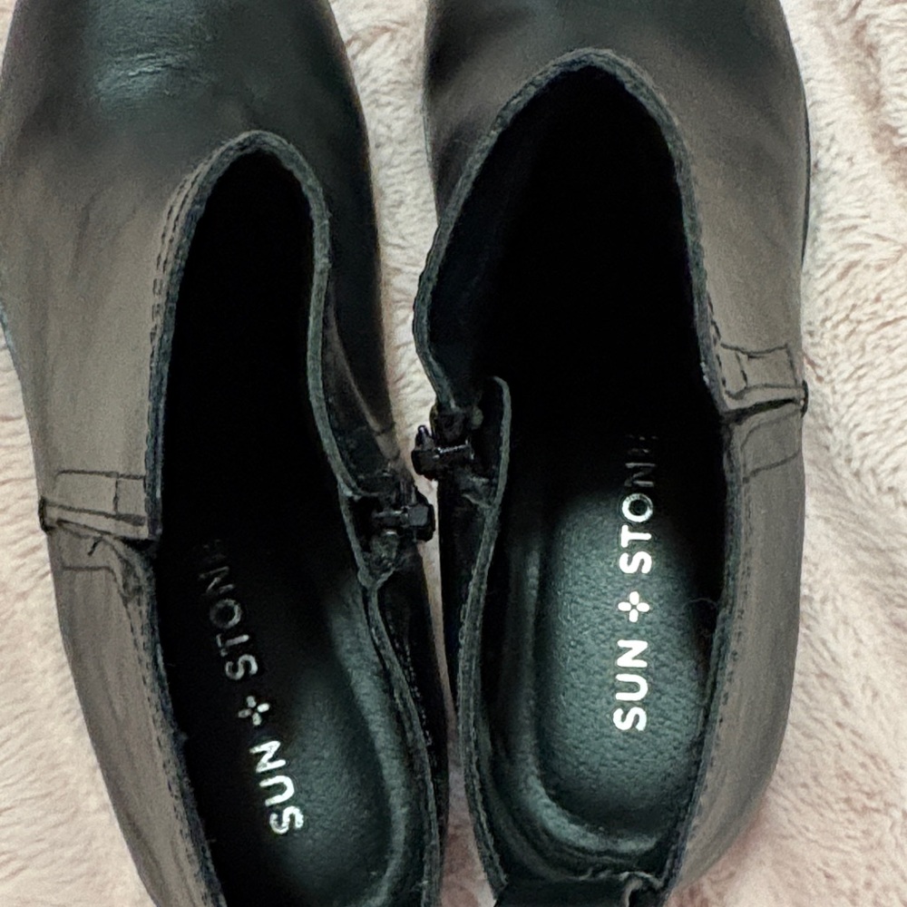Sun + Stone Sleek Black Ankle Booties - Picture 5 of 6